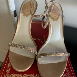 Rene Caovilla Gold Rhinestone Heels